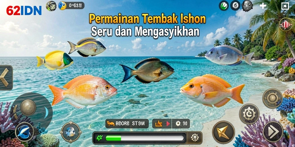 Tangkapan layar permainan 62IDN menampilkan aksi seru Tembak Ikan.