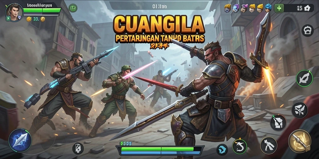Tangkapan layar utama CUANGILA menampilkan pertarungan seru antara karakter.