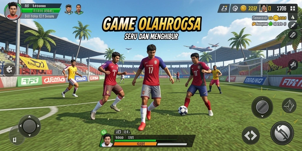 Screenshot gameplay F7F7 menampilkan aksi olahraga penuh semangat.