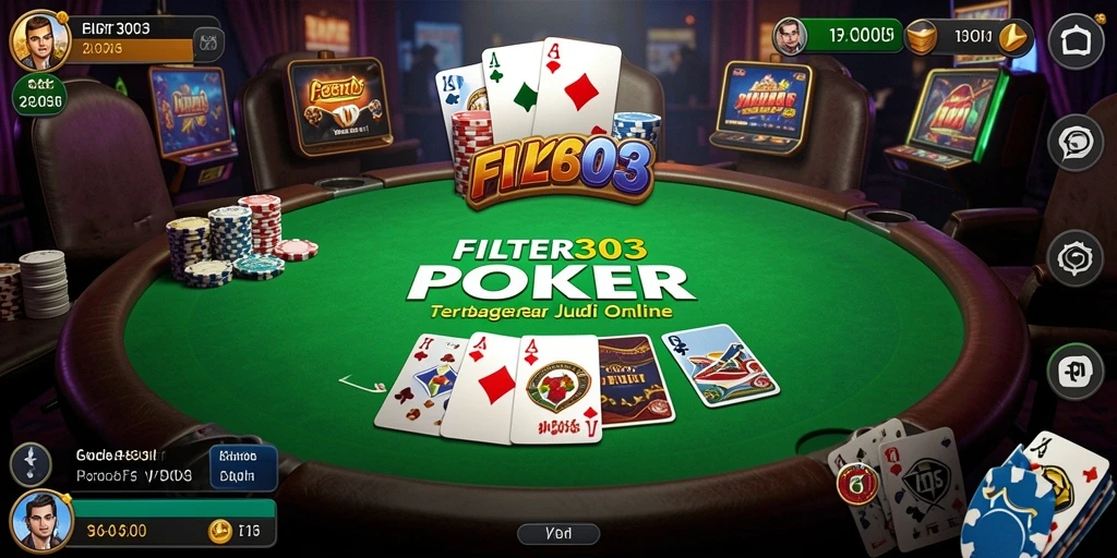 Tampilan utama gameplay Poker di FILTER303 yang menarik dan interaktif.
