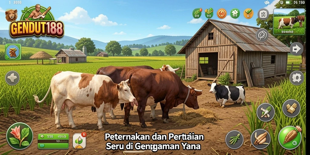 Gambar tampilan permainan GENDUT188 dengan suasana pertanian yang indah.