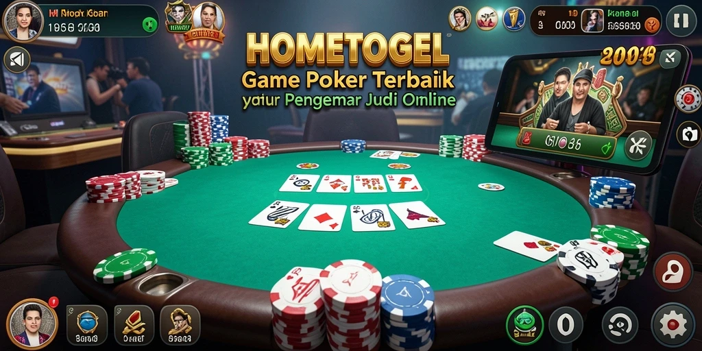 Tampilan gameplay menarik dalam aplikasi HOMETOGEL saat bermain Poker.