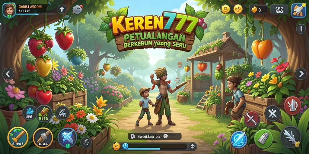 Tampilan gameplay seru dalam KEREN777 saat berkebun.
