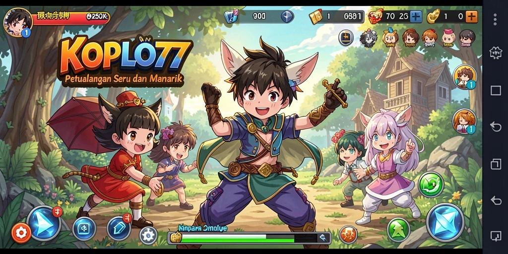 Screenshot KOPLO77 menampilkan karakter anime dalam aksi pertarungan yang seru.