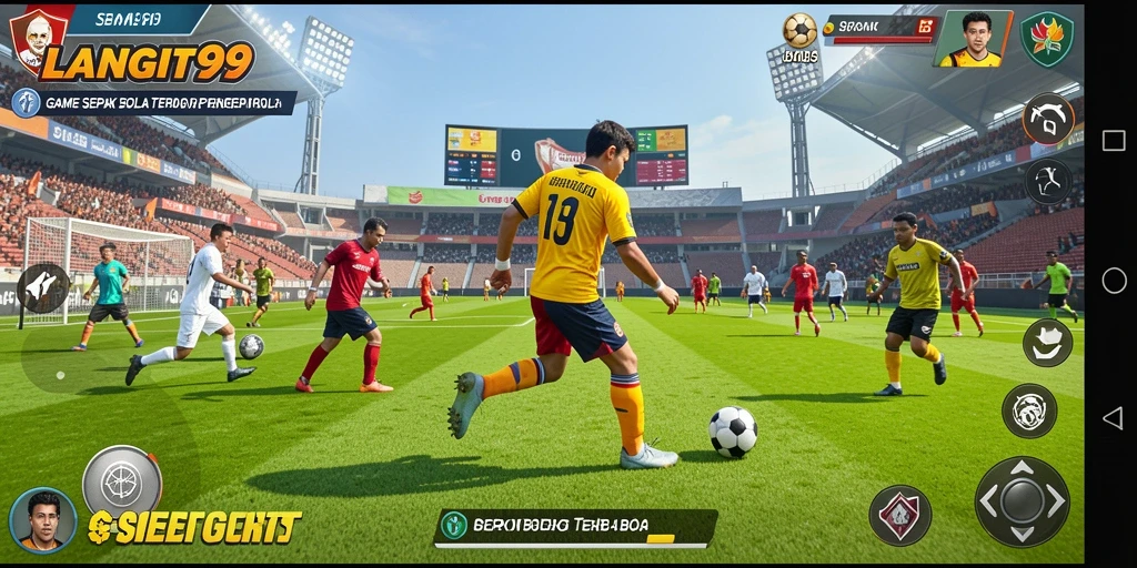 Tangkapan layar menunjukkan aksi mendebarkan di lapangan sepak bola LANGIT99.