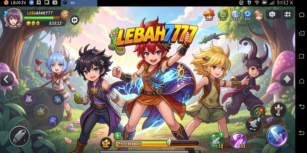 Screenshot utama LEBAH777 menampilkan aksi pertarungan karakter Anime yang seru.
