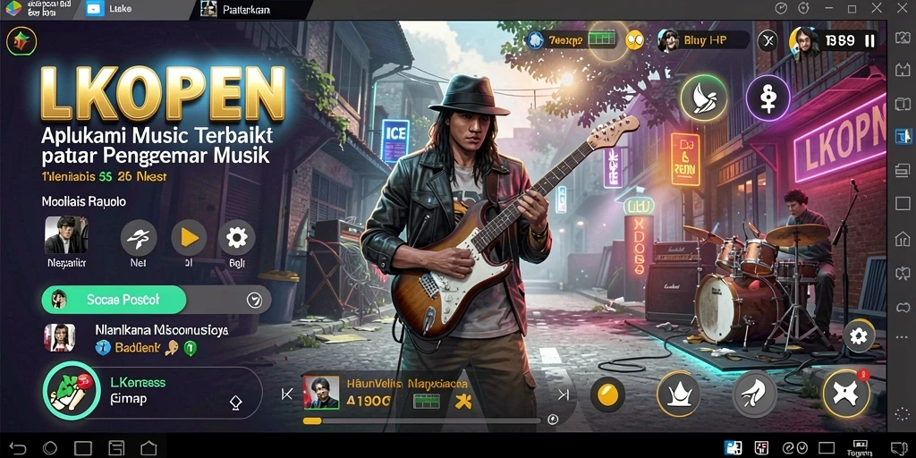 Tampilan gameplay LKOPEN dengan berbagai fitur musik.