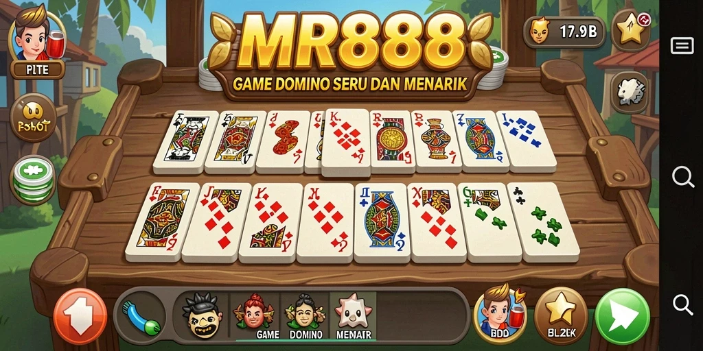 Tampilan gameplay seru dalam MR888 dengan tampilan kartu yang menarik.