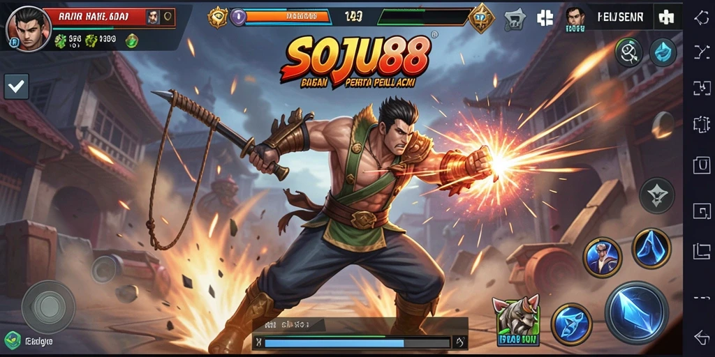 Tampilan aksi seru dalam pertandingan Fighting SOJU88.